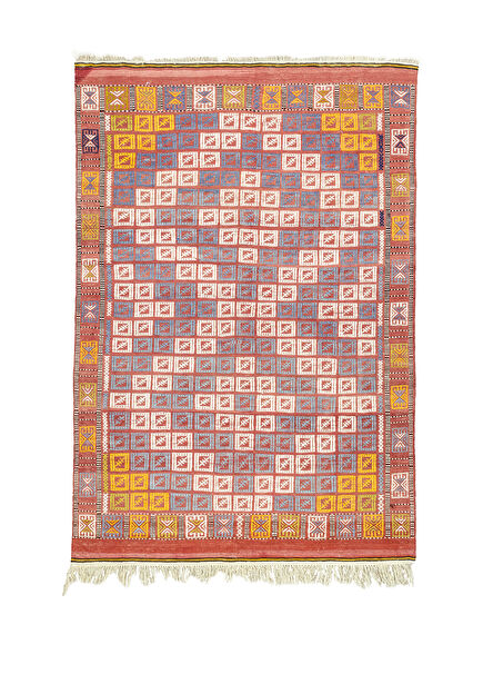 Edra Geometric Patterned Wool Cicim Rug 152x222 cm