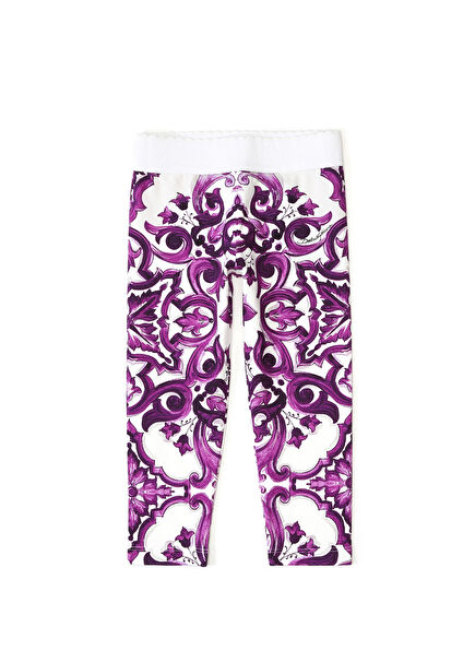 Purple Majolica Patterned Girls Leggings