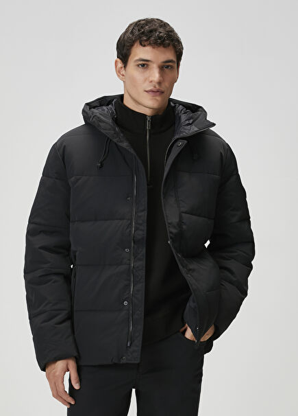 Black Hooded Puff Coat