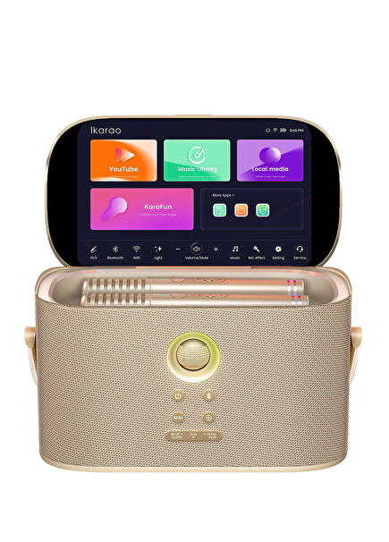 Partybox Shell S2 140W 8" Dahili Tablet 2 Kablosuz Mikrofon Karaoke Bluetooth Hoparlör Seti