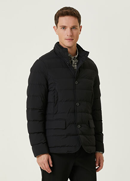 Black Hooded Quilted Coat