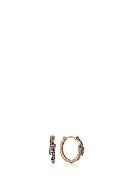 Claw Brown Earring Pırlanta Detaylı Kadın Altın Küpe