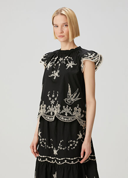Kingsley Black Embroidered Blouse