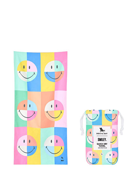 Smiley Calm Desenli Büyük Boy Plaj Havlusu 90 x 160 cm