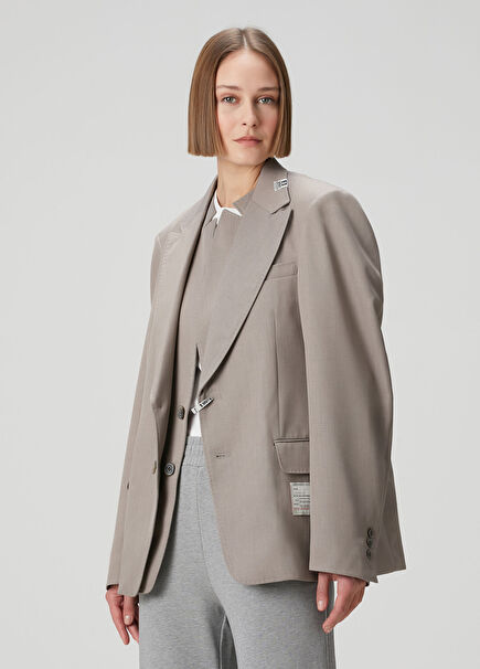 Front Layered Beige Blazer