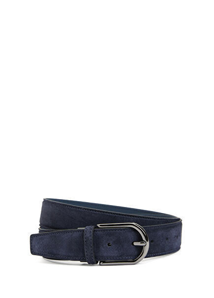 Navy Blue Mens Suede Belt