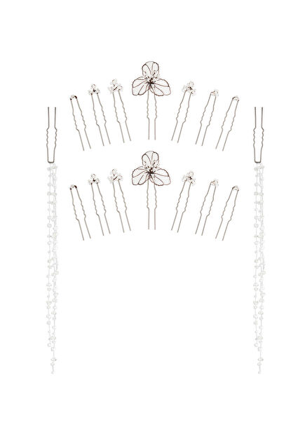 Sia Kristal Boncuklu 20'li Kadın Pin Toka Seti