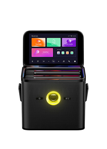 Partybox Shell S3 RGB Işıklı Taşınabilir Ses Bombası Siyah 80W Karaoke Bluetooth Hoparlör Seti