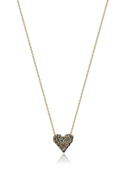 14K Gold Women's Necklace with Heart Diamonds