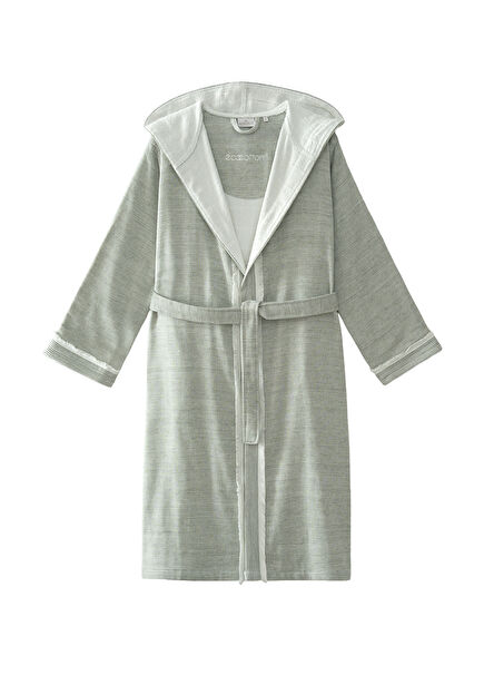 Hasna 100% Organic Cotton Linen Blend Khaki Women's Bathrobe