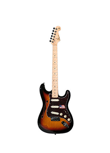 SST/ASH/H/3TS Hollow Body 3 Tone Sunburst Elektro Gitar 