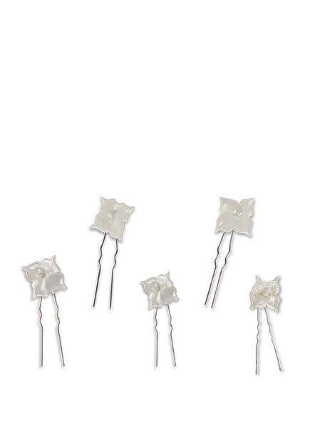 Ceramic Violet Hair Pin Set White 5-pack Women's Hair Accessory
