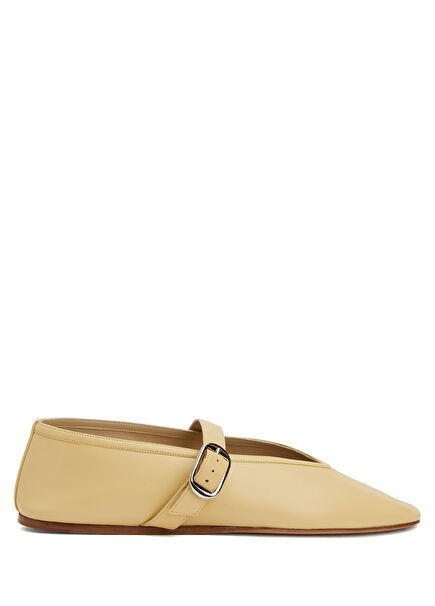 Stella Light Yellow Leather Ballet Flats