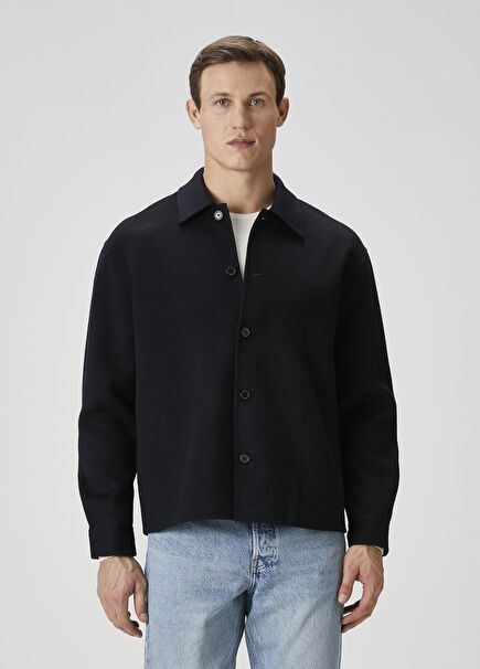 Koyu Lacivert Yün Dış Gömlek