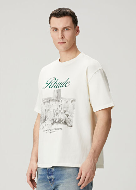 Virgin Islands Script Krem T-shirt