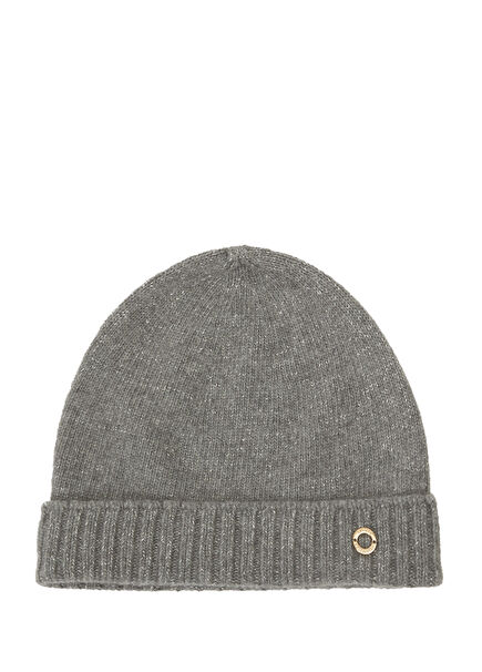 Gri Simli Kadın Kaşmir Karışımlı Yün Bere