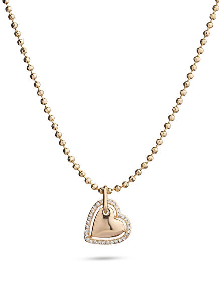 Rhinestone Heart Gold Plated Women's Necklace