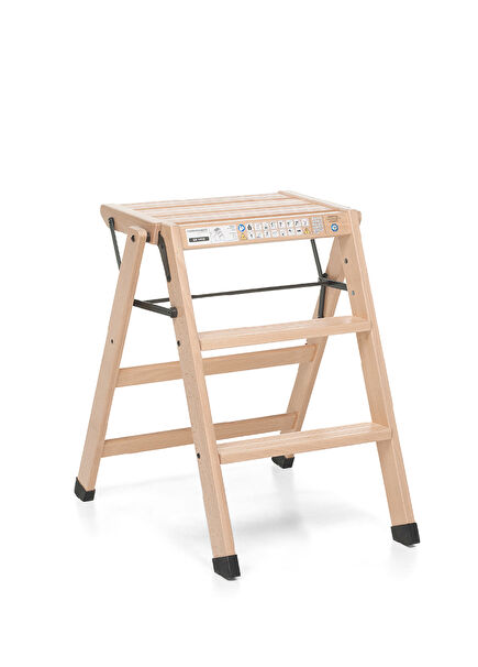 Tıalzo Ahşap Doğal Renk Merdiven Katlanabilir Tabure