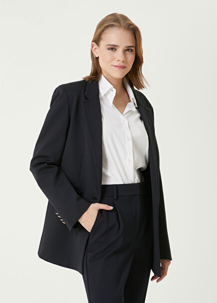 Lacivert Kelebek Yaka Spor Blazer
