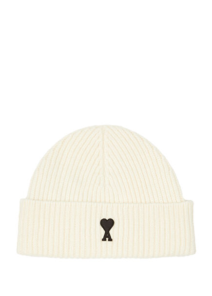 Ekru Logo Detaylı Kadın Yün Bere