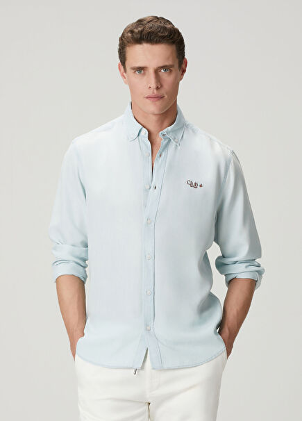 Comfort Fit Light Blue Lyocell Blend Shirt