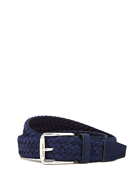 Navy Blue Men's Leather Belt
