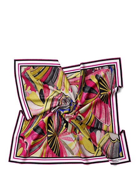 Radiant Whirl Pembe Krem Twill İpek Kadın Eşarp 