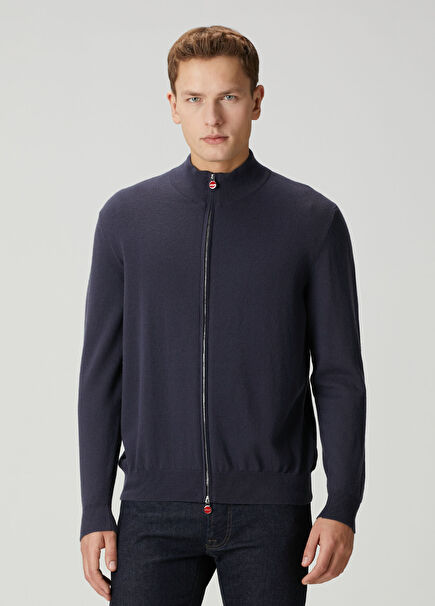 Dark Navy Blue Cashmere Knit Cardigan