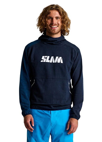 Graphic Mavi Kapüşonlu Erkek Sweatshirt