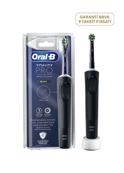 D103 Vitality Pro Protect x Clean Siyah Şarjlı Diş Fırçası