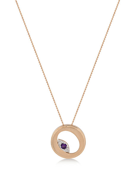 ME MINI O Letter 14K Rose Gold Women's Diamond Necklace