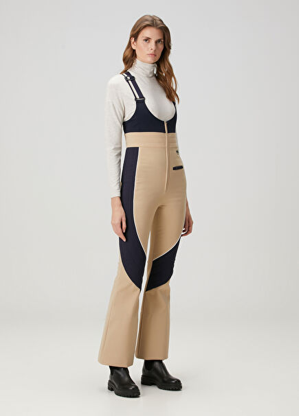 Beige Logo Embroidered Ski Suit