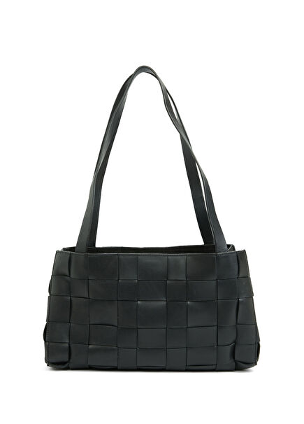 Slim Black Women's Leather Shopping Bag