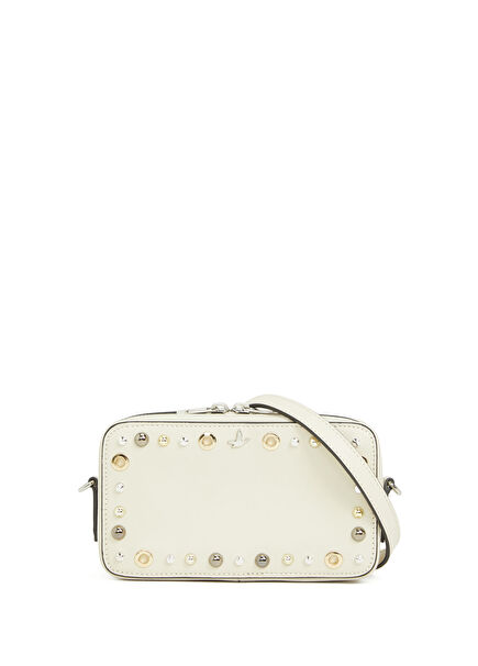 Ekru Troklu Kadın Deri Çanta