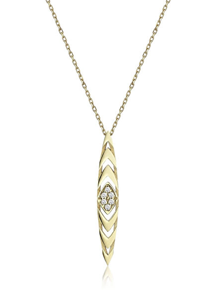 Mahuk Pırlanta Taşlı 14 Ayar Altın Kadın Kolye