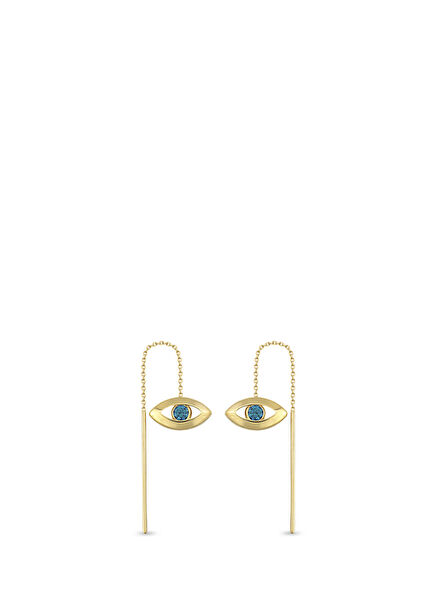 Blue Eye 14K Gold Women's Earrings