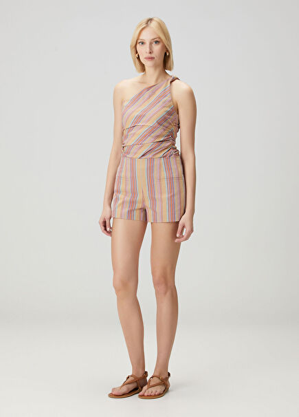 Aurora Hardal Çizgili Mini Şort