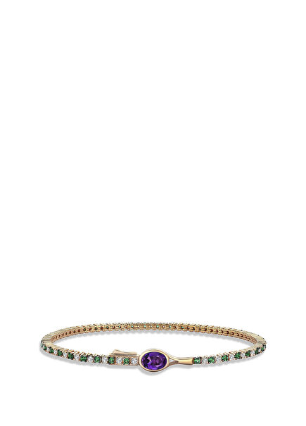 Sweet Spot Tennis Zümrüt Ametist 14 Rose Gold Kadın Bilezik 
