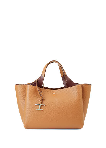 Tan Logo Detailed Women's Leather Bag