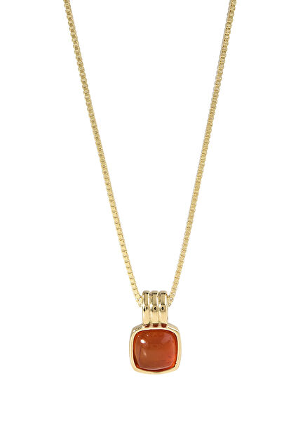 Timeless Agate Natural Stone 14K Gold Women's Necklace