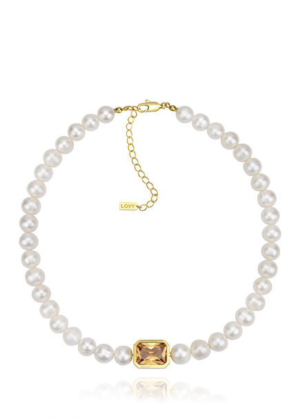 Fairy Pearl Champagne 22K Gold Plated Women's Necklace