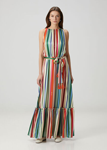Angelica Striped Maxi Silk Dress