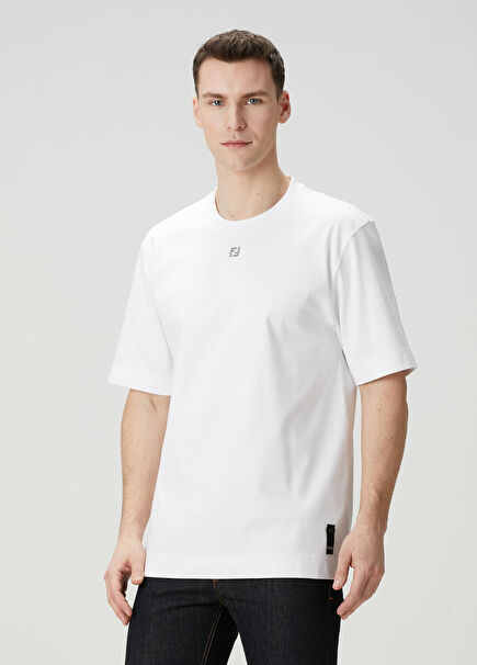 Beyaz Logo Detaylı T-shirt