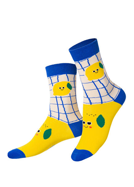 Acid Lemon Colored Cotton Girls' Socks