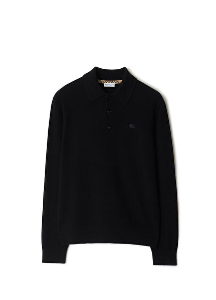 Cashmere Blend Black Long Sleeve Men's Knitwear Sweater