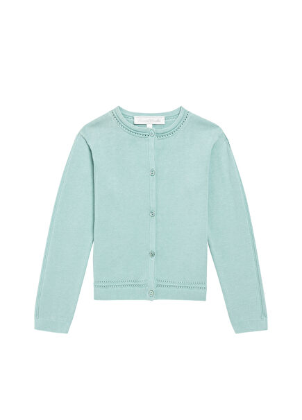Nile Green Girls' Knit Cardigan