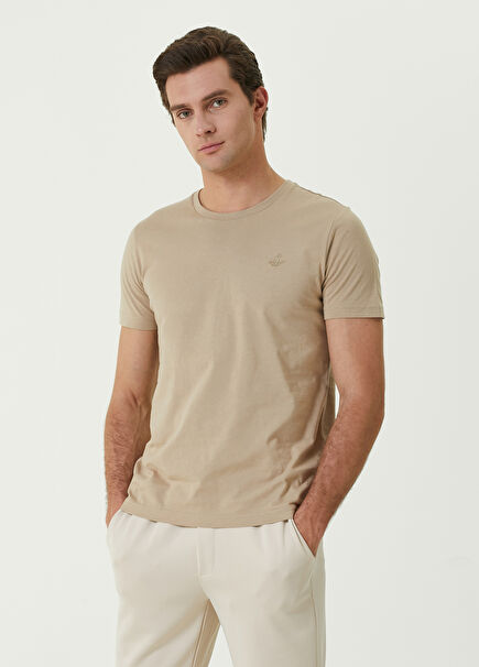 Vizon Kuş Nakışlı Basic T-shirt