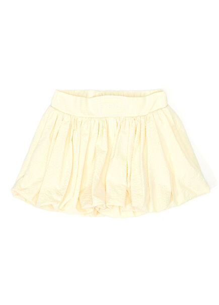 Beige Pleated Girl's Balloon Skirt