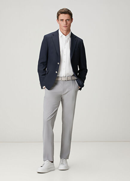 Gri Beli Kordonlu Chino Pantolon
