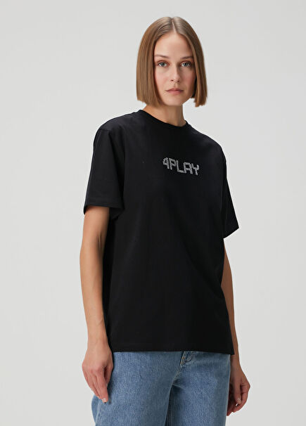 Black Stone Slogan Organic Cotton T-shirt